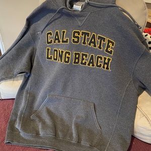 Mens XL Cal State Long Beach Hoodie front pocket crew wrists Like New Vintage